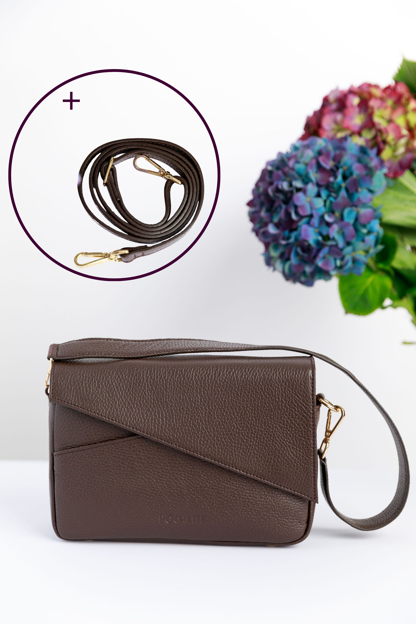 Chocolate Brown Danu and Refined Leather Crossbody Strap