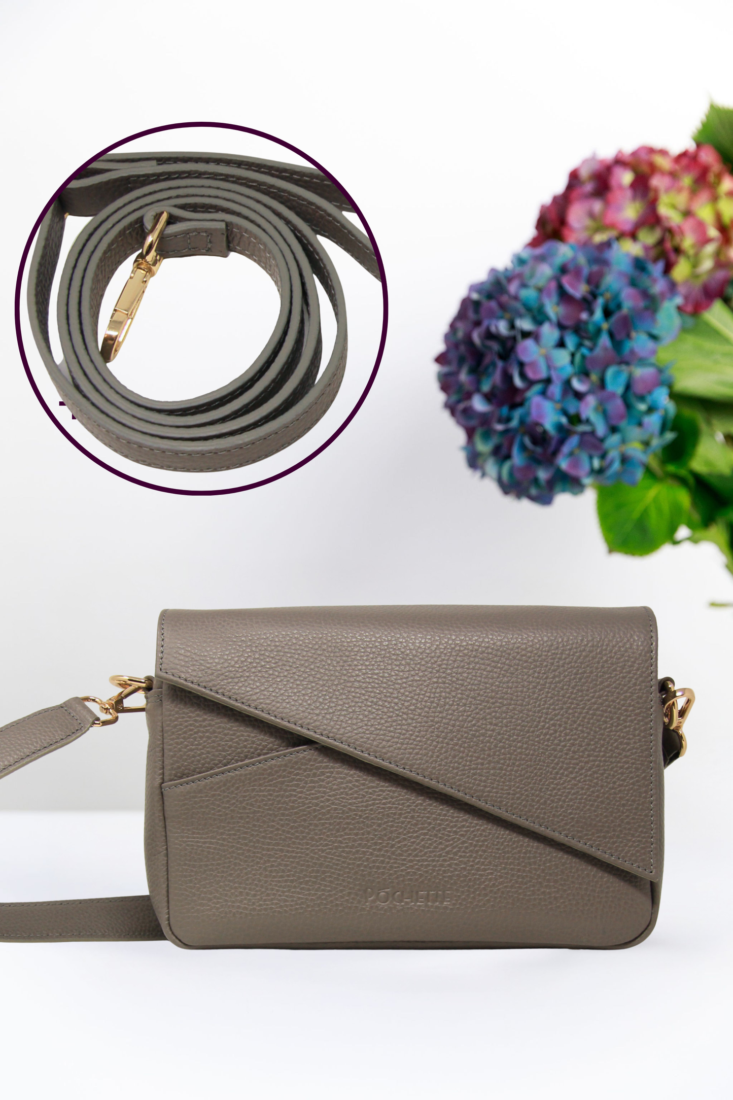 Pottery Clay Danu and Refined Leather Crossbody Strap
