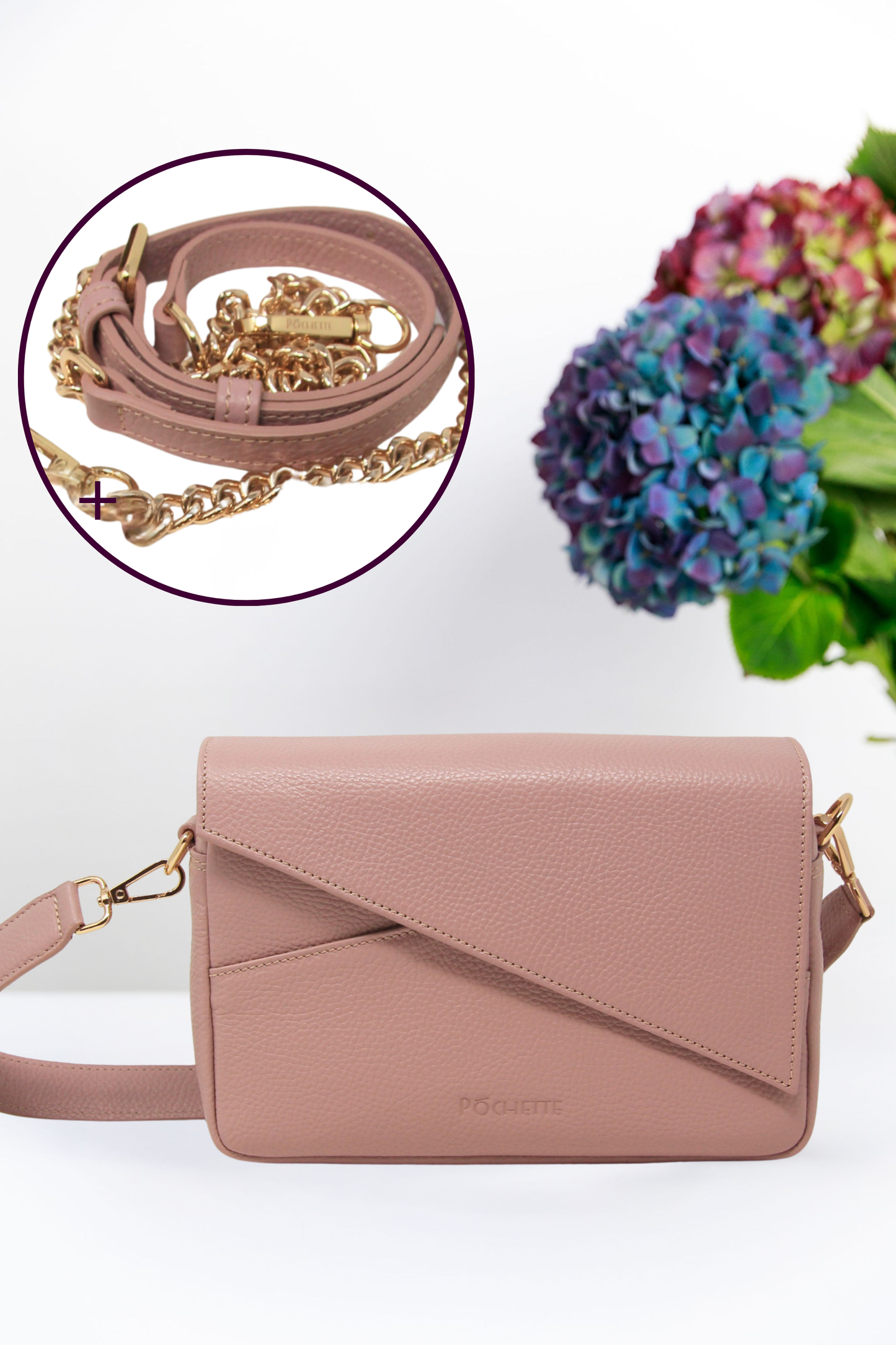Powder Pink Danu and Luxe Crossbody Strap