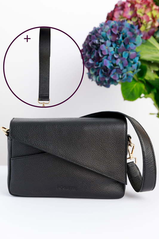 Black Danu & Statement Leather Crossbody Strap