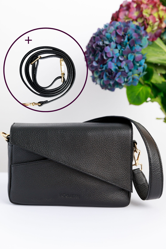 Black Danu and Refined Leather Crossbody Strap