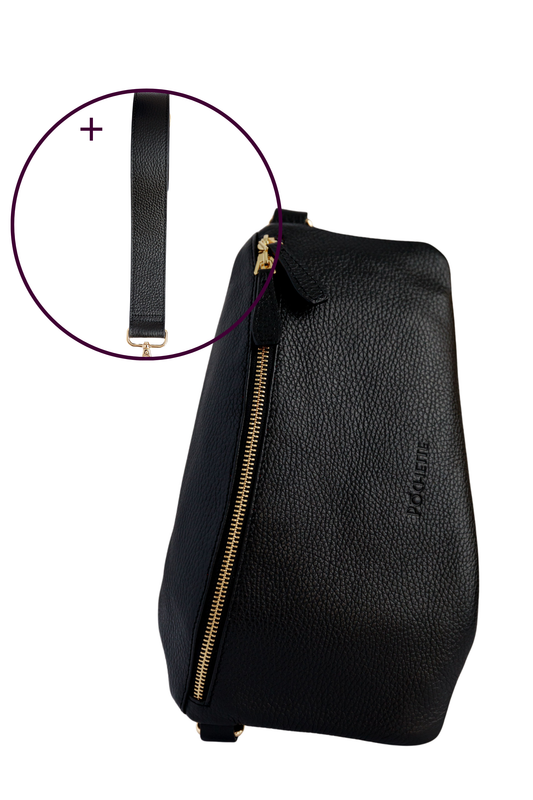 Black Póca & Statement Leather Crossbody Strap
