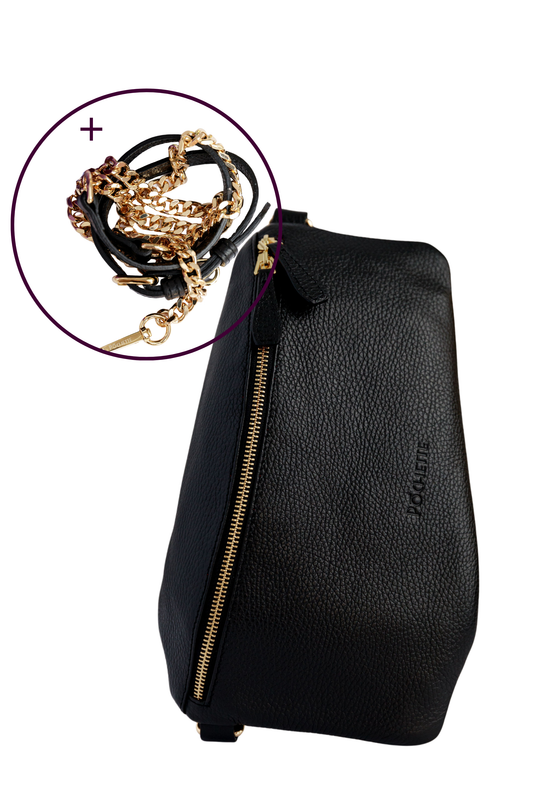 Black Póca and Luxe Crossbody Strap