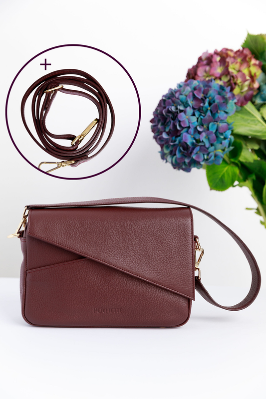 Burgundy Danu and Refined Leather Crossbody Strap