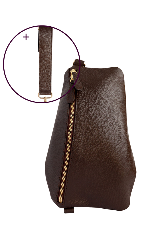 Chocolate Brown Póca & Statement Leather Crossbody Strap