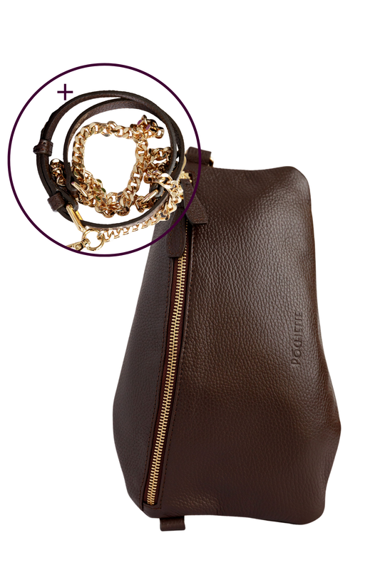 Chocolate Brown Póca and Luxe Crossbody Strap