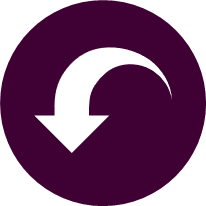 White arrow in a dark magenta circle