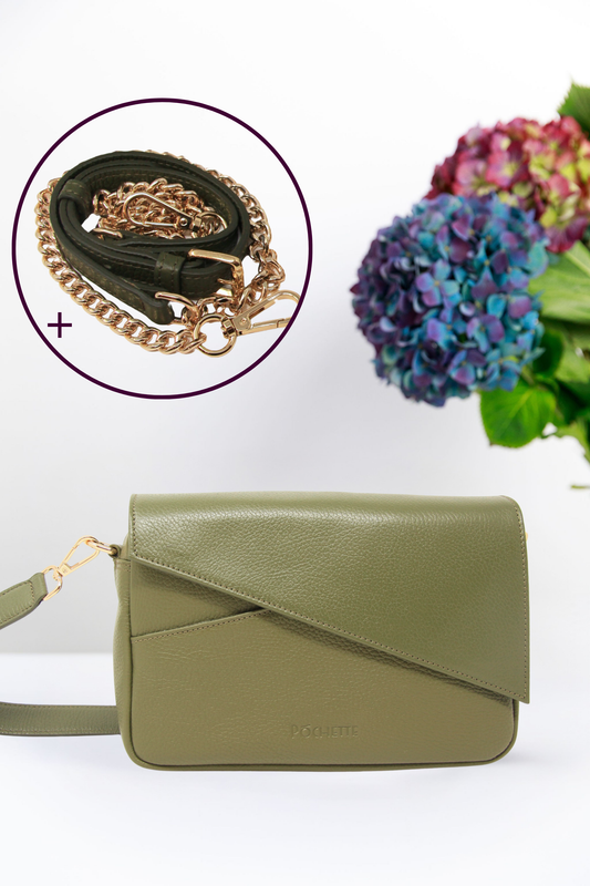Olive Green Danu and Luxe Crossbody Strap