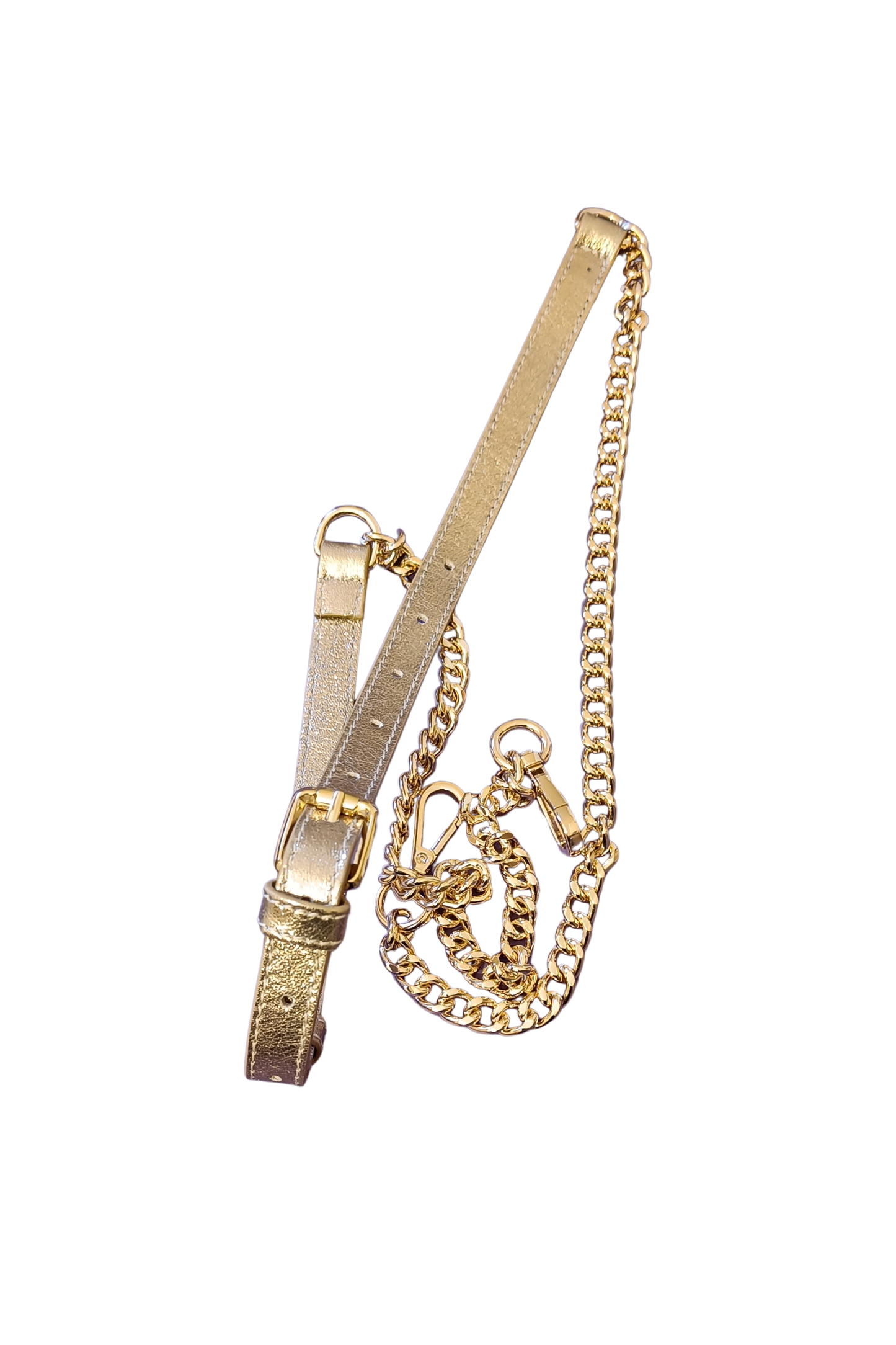 Sparkle Luxe Leather & Chain Crossbody Strap