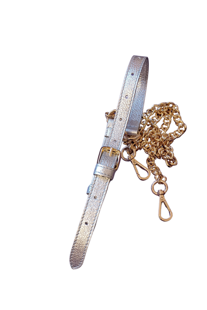 Sparkle Luxe Leather & Chain Crossbody Strap