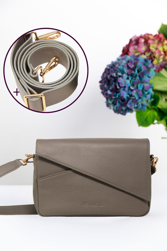 Pottery Clay Danu & Statement Leather Crossbody Strap