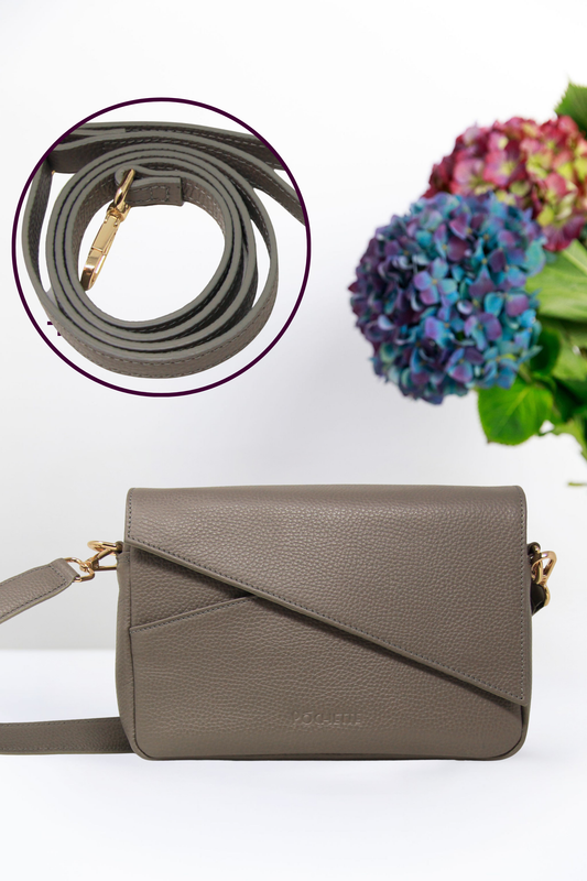Pottery Clay Danu and Refined Leather Crossbody Strap